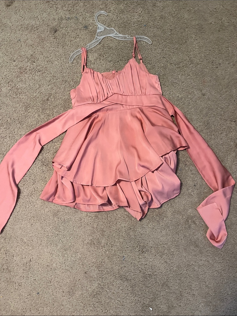 miami Pink Tiered Ruffle Midi Dress with Spaghetti Straps